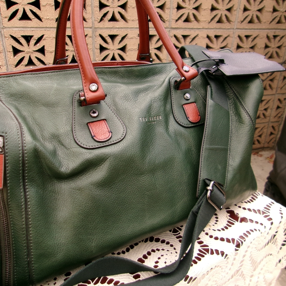 Ted Baker Olive Green and Brown Duffel Bag